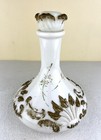 Antique Milk Glass Barber Vanity Dresser Decanter W  Stopper Gold Patina 8 5   