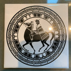 3 Vintage Greek Key Grecian Mythology 6  B   W Porcelain Tiles Trivets Coasters