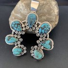Spiderweb Turquoise Southwestern Navajo Sterling Silver Naja Pendant 02225