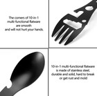 1pc Black Multifunction Camping Fork Spoon Bottle Opener Survival Tool - New