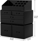 Makeup Organizer 3 Pieces Cosmetic Storage Case With 6 Drawers  black 