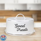Auldhome Enamelware White Cake Cover  Rustic Decorative Cake Plate With Domed