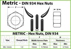 M6-1 0  Metric Hex Nuts  Class 10 Steel W  Plain Finish  Din 934  Coarse Thread