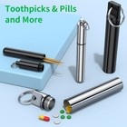 Tecqach 4 Pieces Metal Portable Toothpick Holder  Aluminum Black  Silver