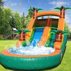 21ft Commercial Grade Tropical Inflatable Water Slide With Pool For Kids Adults