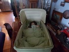 Vintage Antique Victorian Baby Doll Carriage Stroller Buggy Vinyl  Wood  Steel