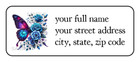 30 Blue Butterfly Flowers Personalized Return Address Labels Stickers Tags