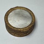 Vintage Gilt Gilded Brass Lidded Vanity Lidded  Top Powder Jewelry Box 3 5 