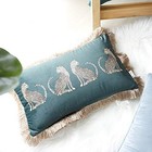  Leopard Printed Throw Pillow Cover With Tassels 20  X 12   pack Of 1  Green