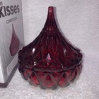 Hersheys Kisses Red Etched Crystal Kiss Shaped Covered Candy Dish New In Box