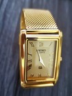  vintage Rectangular Tank Gorgeous Champaign Dial Milanese Band Mens Watch
