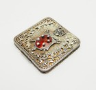 Antique Ornate Knight Figure Enamel 800 Silver Compact Pocket Mirror Box