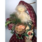 Primitive Santa Claus Doll Rustic Christmas Decor Plaid Coat Bird Nest 15 5 Inch