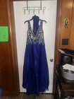 Fashunize Blue Beaded Sequin Chiffon Formal Dress 100  Polyester