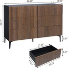 Fluted Buffet Cabinet With Storage  Walnut Sideboard Cabinet 6 Drawers Wood