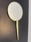 Vintage Hand Mirror Yellow Celluloid Victorian Girl Portrait Daisies Vanity