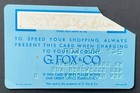 Vintage Obsolete Old Charge Credit Card G Fox   Co Department Store New Haven