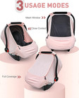 Baby Car Seat Cover sunproof Car Seat Canopy For Babies  Extra Large Mesh Window