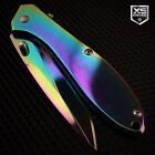 7  Rainbow Titanium Spring Assisted Open Pocket Knife Tactical Sleek Edc Folder