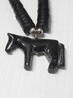 Vintage Santo Domingo Indian Jet Horse   Beads   Sterling Silver Necklace
