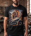 Vintage Indian Motorcycle T-shirt Native American Chief Dark Blue Biker Tee