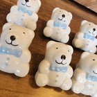 Teddy Bear Pewter Knobs Drawer Pulls Lot Of 8 Light Blue Bowtie 2  X 1 5  New
