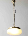 Antique Vintage Art Deco Fixture Ceiling Brass Hanging Light Milk Glass Lamp