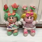 2 Vtg Kidsview Tea Bunnies Hugs N Flowers Blossom And Rose Bonnet Plush Toy Doll