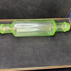 Uranium Glass Rolling Pin Crown Crystal Glass Green Depression Glass