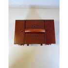 Singer Wooden Accordion Sewing Basket Cantilever Box Cherry Finish Vintage Style