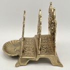 Vintage Letter Holder Victorian Ornate Lacquered Brass Double Slot Shell Gold