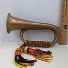 Vintage Copper Military Bugle Horn Brass Decorative Cord Cavalry Missing Piece 