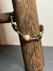 Vintage 925 Sterling Silver Mixed Gemstone Tiger s Eye Smoky Quartz Charm Brace