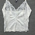 Vtg Movie Star Camisole Tank Top Womens Small White Lace Trim Nylon Cami 70s 80s