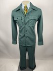 Vtg 60s 70s Leisure Suit Mens Large Jacket 38 28 Pants Disco Hippy Mcm Polyester