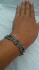 Beautiful Vtg  Art Deco Sterling 925 Marcasite Black Onyx Bracelet 