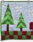 New Handmade Quilted Table Runner Wall Hanging With Red Truck   Trees Design
