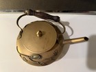 Vintage Solid Brass Teapot With Leaf Etched Design Wood Handle Made In India