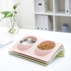 Stainless Steel Feeder Dog Cat Feeding Double Bowls Pet Bowl Water Food Dish