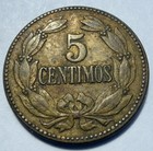 1944 Brass 5 Centimos Coin Venezuela From Denver Mint Wwii Era Great Definition