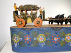 Vtg Germany Wood Hand Painted Toy Horse Wagon Coach Xmas Box Folk Art Erzgebirge