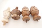 Lot Of 4 Vintage Antique Wooden Finials Acorn Pair Carved Turned Wood