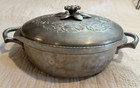 Hand Forged Hammered Aluminum Everlast Metal Casserole Dish W floral Lid Vintage