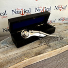 Brass Bosun Call Pipe W Chain   Wood Box - Silver Boatswain Whistle Necklace