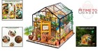 Miniature Green House Kit Wooden Dollhouse With Led Tiny Diy Toy For Adults
