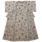 Vintage Japanese Kimono Robe Silk Komon Chirimen Orange Floral Awase Gown M