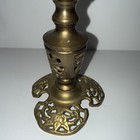 Antique Art Nouveau Pierced Brass  Candle Stick Holder Unique 7    Tall