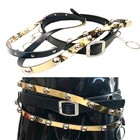 King Style Of Michael Handmade Leather 2 Belts Punk Bad Performance Metal Rivet
