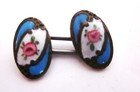 Antique French Champleve Enamel Floral Waist Coat  Buttons cufflinks