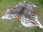 Large   Tiger Bengal Print Printed Cowhide Rug Natural Cow Hide Skin Beige Zebra